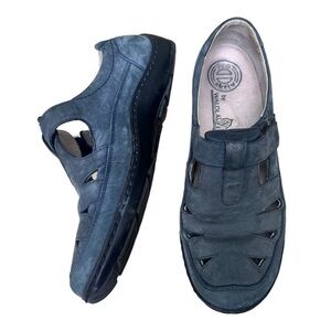 Waldlaufer Henni Blue Nubuck T Strap Fisherman Flat Walking Shoes Women's 5